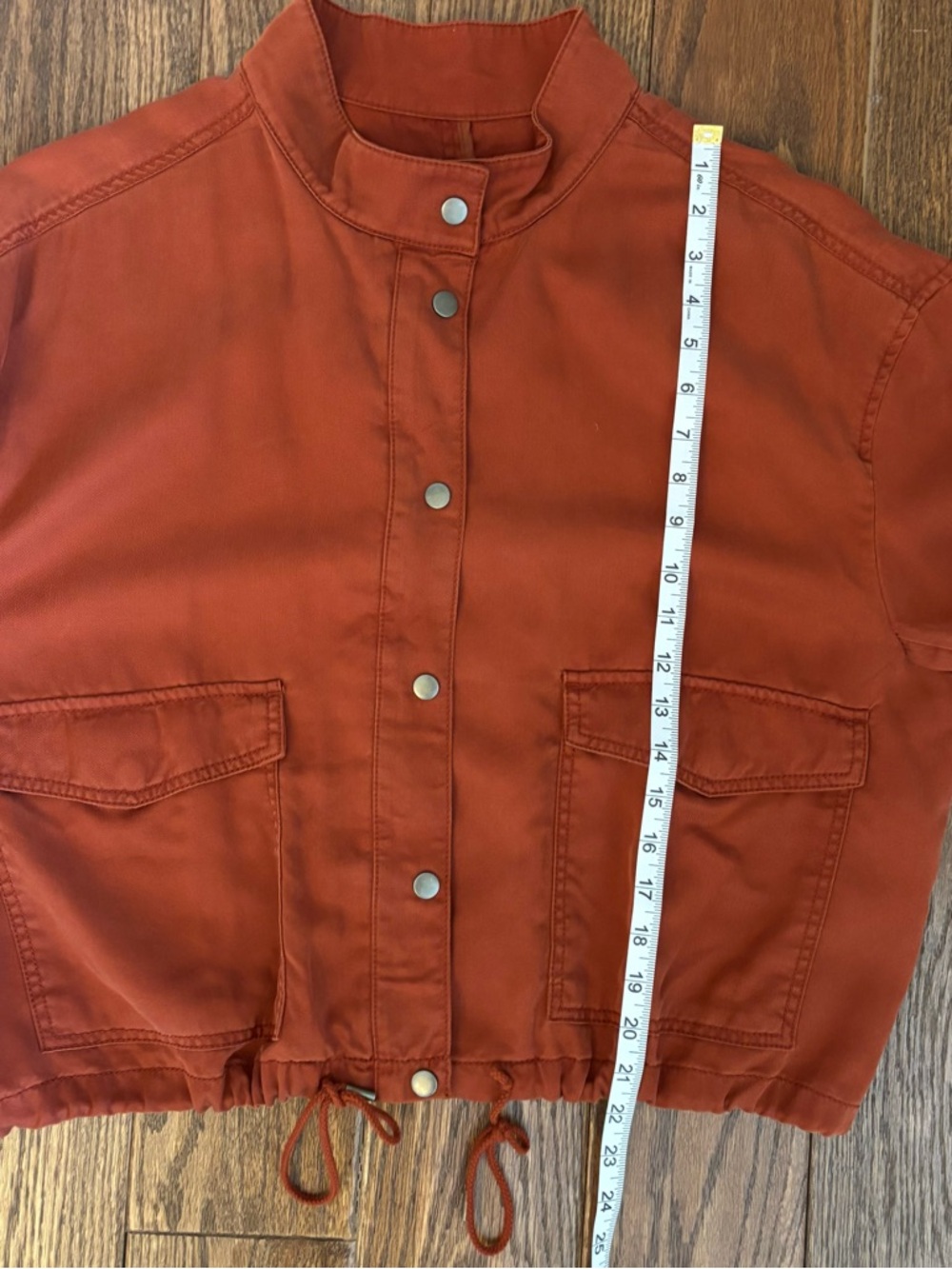 LOFT Utility Jacket XL Rust Orange Cropped Lightweight Drawstring Hem - Picture 9 of 11